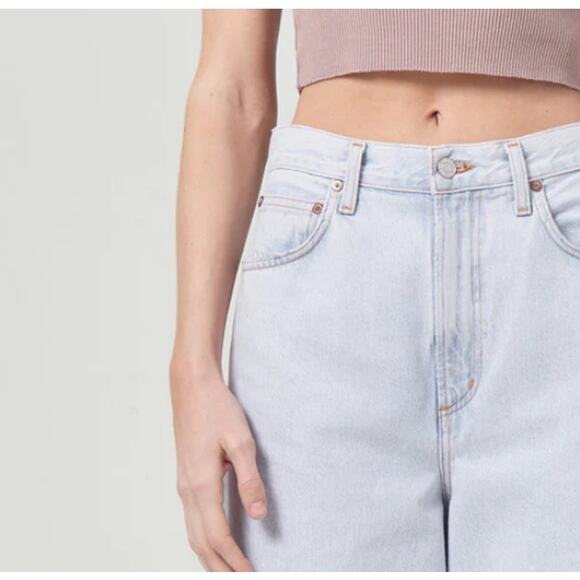 Agolde Women Nolan Jeans 30 Blue Denim High Waist Light Wash Wide Leg 26 - Picture 2 of 13